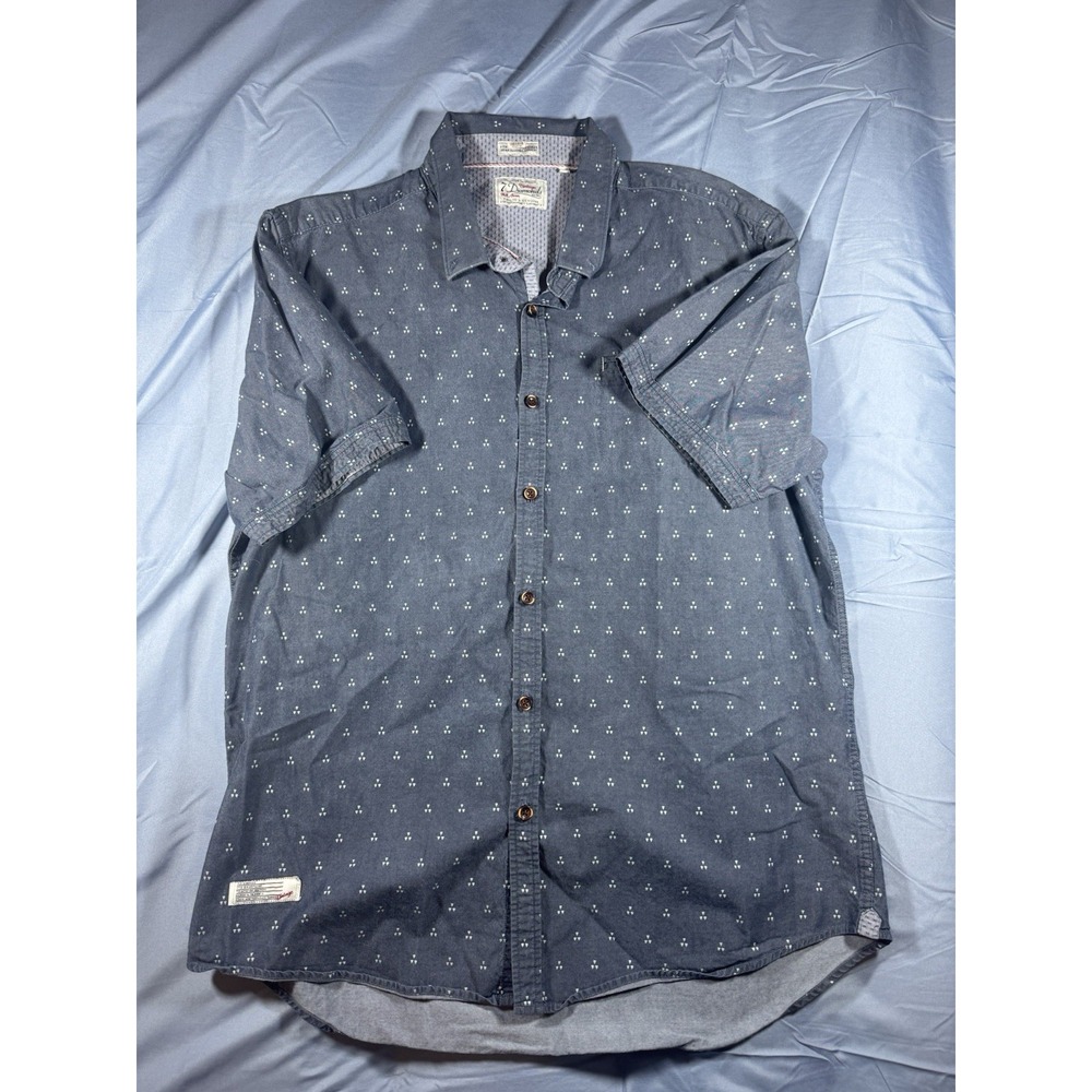Vintage 7 Diamonds Men's Blue Short Sleeve Button Up Size XL